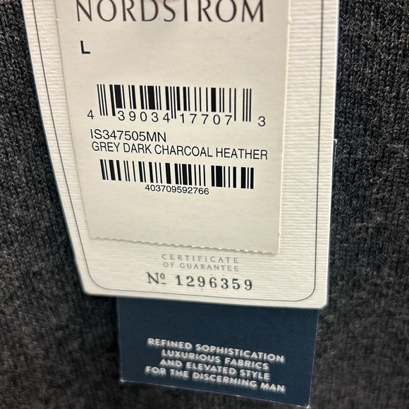 NWT John W. Nordstrom 100% Italian Merino Extrafine Wool V-Neck Gray Sweater - Picture 6 of 11